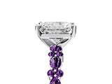 White gold Radiant Cut Diamond Side Stone Solitaire Ring with Round with Amethyst side stone and Four-Prong Setting_5