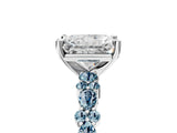 White gold Radiant Cut Diamond Side Stone Solitaire Ring with Round with Aquamarine side stone and Four-Prong Setting_17
