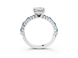 White gold Radiant Cut Diamond Side Stone Solitaire Ring with Round with Aquamarine side stone and Four-Prong Setting_27