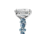 White gold Radiant Cut Diamond Side Stone Solitaire Ring with Round with Aquamarine side stone and Four-Prong Setting_29