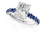 White gold Radiant Cut Diamond Side Stone Solitaire Ring with Round with Blue Sapphire side stone and Four-Prong Setting_1