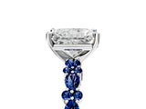 White gold Radiant Cut Diamond Side Stone Solitaire Ring with Round with Blue Sapphire side stone and Four-Prong Setting_17