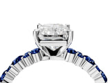 White gold Radiant Cut Diamond Side Stone Solitaire Ring with Round with Blue Sapphire side stone and Four-Prong Setting_4