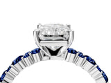 White gold Radiant Cut Diamond Side Stone Solitaire Ring with Round with Blue Sapphire side stone and Four-Prong Setting_4