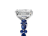 White gold Radiant Cut Diamond Side Stone Solitaire Ring with Round with Blue Sapphire side stone and Four-Prong Setting_5