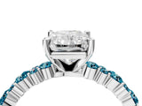 White gold Radiant Cut Diamond Side Stone Solitaire Ring with Round with Blue Topaz side stone and Four-Prong Setting_16