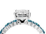 White gold Radiant Cut Diamond Side Stone Solitaire Ring with Round with Blue Topaz side stone and Four-Prong Setting_4