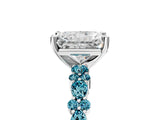 White gold Radiant Cut Diamond Side Stone Solitaire Ring with Round with Blue Topaz side stone and Four-Prong Setting_5