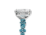 White gold Radiant Cut Diamond Side Stone Solitaire Ring with Round with Blue Topaz side stone and Four-Prong Setting_5