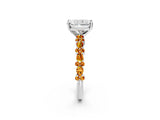 White gold Radiant Cut Diamond Side Stone Solitaire Ring with Round with Citrine side stone and Four-Prong Setting_2