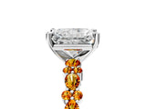 White gold Radiant Cut Diamond Side Stone Solitaire Ring with Round with Citrine side stone and Four-Prong Setting_5