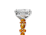 White gold Radiant Cut Diamond Side Stone Solitaire Ring with Round with Citrine side stone and Four-Prong Setting_5