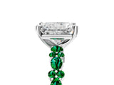 White gold Radiant Cut Diamond Side Stone Solitaire Ring with Round with Emerald side stone and Four-Prong Setting_5