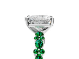 White gold Radiant Cut Diamond Side Stone Solitaire Ring with Round with Emerald side stone and Four-Prong Setting_5