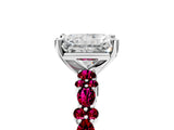 White gold Radiant Cut Diamond Side Stone Solitaire Ring with Round with Garnet side stone and Four-Prong Setting_17