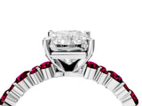 White gold Radiant Cut Diamond Side Stone Solitaire Ring with Round with Garnet side stone and Four-Prong Setting_22