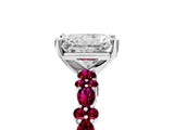 White gold Radiant Cut Diamond Side Stone Solitaire Ring with Round with Garnet side stone and Four-Prong Setting_5