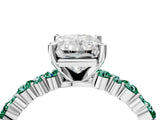 White gold Radiant Cut Diamond Side Stone Solitaire Ring with Round with Green Sapphire side stone and Four-Prong Setting_4