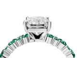 White gold Radiant Cut Diamond Side Stone Solitaire Ring with Round with Green Sapphire side stone and Four-Prong Setting_4