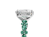 White gold Radiant Cut Diamond Side Stone Solitaire Ring with Round with Green Sapphire side stone and Four-Prong Setting_5