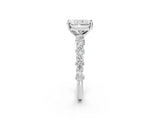 White gold Radiant Cut Diamond Side Stone Solitaire Ring with Round with Moissanite side stone and Four-Prong Setting_14