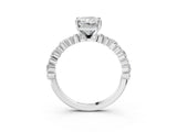 White gold Radiant Cut Diamond Side Stone Solitaire Ring with Round with Moissanite side stone and Four-Prong Setting_15