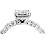 White gold Radiant Cut Diamond Side Stone Solitaire Ring with Round with Moissanite side stone and Four-Prong Setting_16