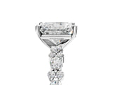 White gold Radiant Cut Diamond Side Stone Solitaire Ring with Round with Moissanite side stone and Four-Prong Setting_17