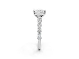 White gold Radiant Cut Diamond Side Stone Solitaire Ring with Round with Moissanite side stone and Four-Prong Setting_2