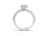 White gold Radiant Cut Diamond Side Stone Solitaire Ring with Round with Moissanite side stone and Four-Prong Setting_3