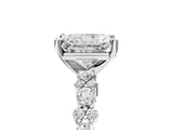 White gold Radiant Cut Diamond Side Stone Solitaire Ring with Round with Moissanite side stone and Four-Prong Setting_5