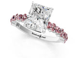 White gold Radiant Cut Diamond Side Stone Solitaire Ring with Round with Morganite side stone and Four-Prong Setting_1
