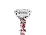 White gold Radiant Cut Diamond Side Stone Solitaire Ring with Round with Morganite side stone and Four-Prong Setting_17