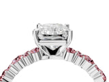 White gold Radiant Cut Diamond Side Stone Solitaire Ring with Round with Morganite side stone and Four-Prong Setting_4