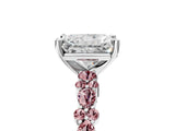 White gold Radiant Cut Diamond Side Stone Solitaire Ring with Round with Morganite side stone and Four-Prong Setting_5