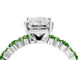 White gold Radiant Cut Diamond Side Stone Solitaire Ring with Round with Peridot side stone and Four-Prong Setting_4