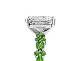 White gold Radiant Cut Diamond Side Stone Solitaire Ring with Round with Peridot side stone and Four-Prong Setting_5