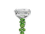 White gold Radiant Cut Diamond Side Stone Solitaire Ring with Round with Peridot side stone and Four-Prong Setting_5