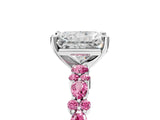White gold Radiant Cut Diamond Side Stone Solitaire Ring with Round with Pink Sapphire side stone and Four-Prong Setting_5