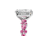 White gold Radiant Cut Diamond Side Stone Solitaire Ring with Round with Pink Sapphire side stone and Four-Prong Setting_5