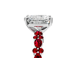 White gold Radiant Cut Diamond Side Stone Solitaire Ring with Round with Ruby side stone and Four-Prong Setting_5