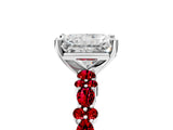 White gold Radiant Cut Diamond Side Stone Solitaire Ring with Round with Ruby side stone and Four-Prong Setting_5