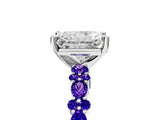 White gold Radiant Cut Diamond Side Stone Solitaire Ring with Round with Tanzanite side stone and Four-Prong Setting_17