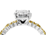 White gold Radiant Cut Diamond Side Stone Solitaire Ring with Round with Yellow Sapphire side stone and Four-Prong Setting_16