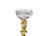 White gold Radiant Cut Diamond Side Stone Solitaire Ring with Round with Yellow Sapphire side stone and Four-Prong Setting_5