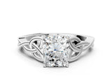 White gold Radiant Cut Diamond Solitaire Celtic Knot Ring with Four-Prong Setting_72
