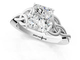 White gold Radiant Cut Diamond Solitaire Celtic Knot Ring with Four-Prong Setting_73