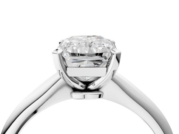 10K White Gold 1.08 Carat D VS1 Radiant Diamond Solitaire Engagement Ring with Classic Band and Four-Prong Setting