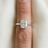 White gold Radiant Cut Diamond Solitaire Engagement Ring with Classic Band and Four-Prong Setting_195