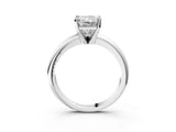 White gold Radiant Cut Diamond Solitaire Engagement Ring with Round Band and Four-Prong Setting_490